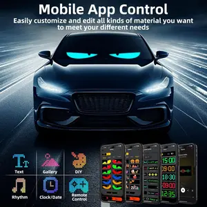 APP-Controlled LED Car Ambient Light | Cool Demon Eyes & Animated Effects | Customizable Windshield Display | Easy Install Soft LED Strip for Cars