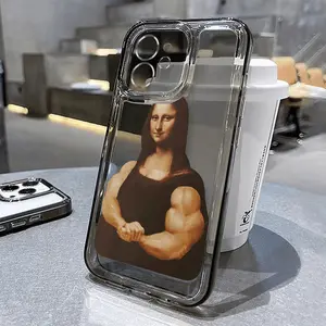Back to school Phone Case for iPhone 15 Pro Max Phone Case iPhone 13 Pro Max Muscle Man Mona Lisa Accessories Smartphone