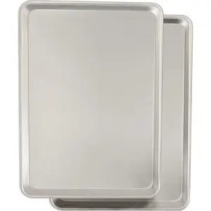 Commercial-grade baking tray set, natural aluminum cookie tray, anti-deformation baking half tray, large thickened cookie tray, suitable for baking and roasting (2-piece set, 18x 13inch ): Home and Kitchen