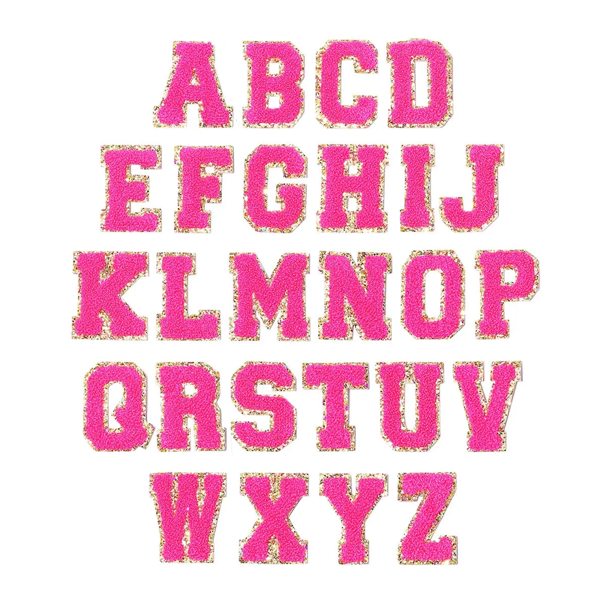 Hot Pink Alphabet Varsity Letter Patches #ALPHA-HTPK