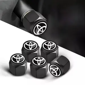 5pc Metal Car Wheel Tire Valve Cap, Air Stem Cover for Toyota Gazoo Racing, Corolla, Yaris, Chr, Auris, Rav4, Prius, Prado, Avensis, Verso