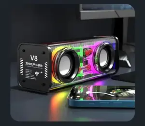 Transparent Mecha Speakers Bluetooth 5.0 Wireless Double Bass Diaphragm Subwoofer Music TWS RGB Light Mini Party Loudspeaker