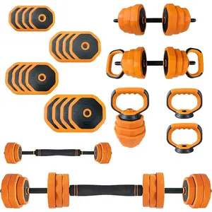 Adjustable Dumbbell Set, 44 LBS 4-In-1 Home Gym Weights with Connector As Dumbbell, Kettlebell,Barbell for Strength Training, Full Body Workout