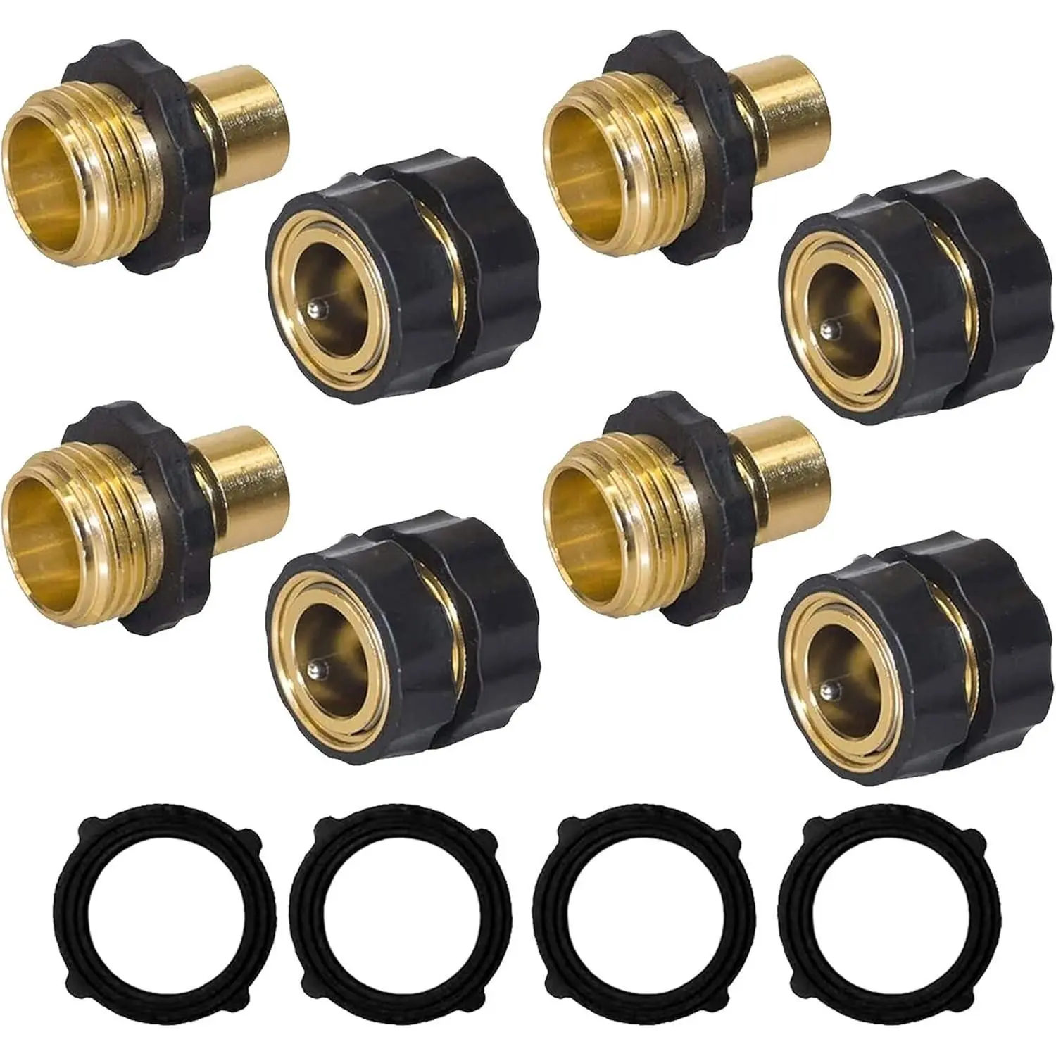 Garden Hose Quick Connector, 3/4 Inch Male and Female Garden Hose Fitting Quick Connector Rubber Washers Leak Proof Durable Aluminum