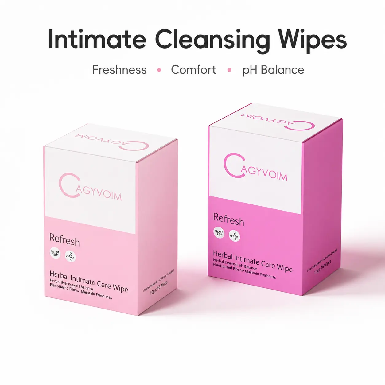 CAGYVOIM Herbal Intimate Care Wipes for Women, pH-Balanced Gentle Feminine Cleansing Wipes for Freshness and Comfort, 16 Wipes/Box