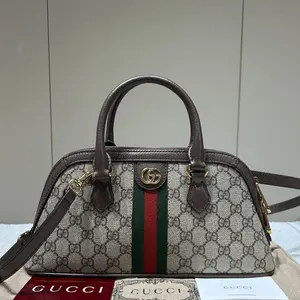 Pre-owned GUCCI canvas Crossbody Bags Ophidia Small GG Supreme Dome Top Handle Shoulder Bag 27479621