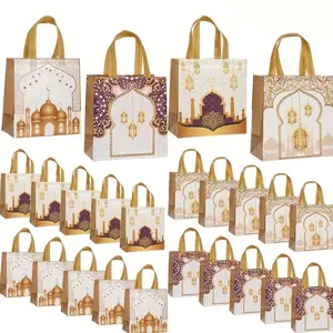 12/24 Ramadan Gift Bags, Eid Mubarak gift bags,Moon and Star Pattern, Reusable for Islamic, Muslim, Prayer, Party, Eid gifts, Islamic Celebrations, Festive Occasions, Party Favor Packs