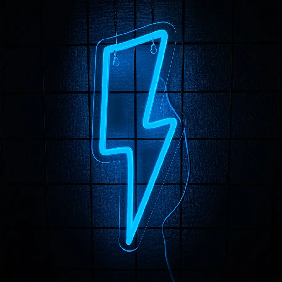 Neon Signs Lightning Bolt Neon Light Sign for Wall Decor, USB Powered Led Lightning Light Neon Sign for Bedroom, Kids Room, Birthday, Party, Wedding, Home,Kids Decorations, Led Neon Lights, Lighting, Neon Lamps, Decorative Lights