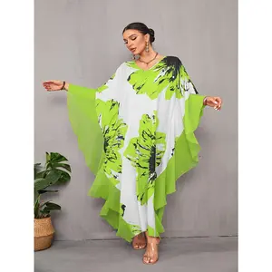 Plus Size - Women's Beach Long Dress, Loose Chiffon Long Dress