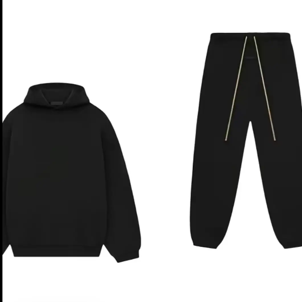 Men's 2-Piece Longsleeves Simple Casual Matching  - Classic Black Hoodie, Everyday Versatile Menswear Clothing  Sweatsuits Style Set Track  Beige Plain