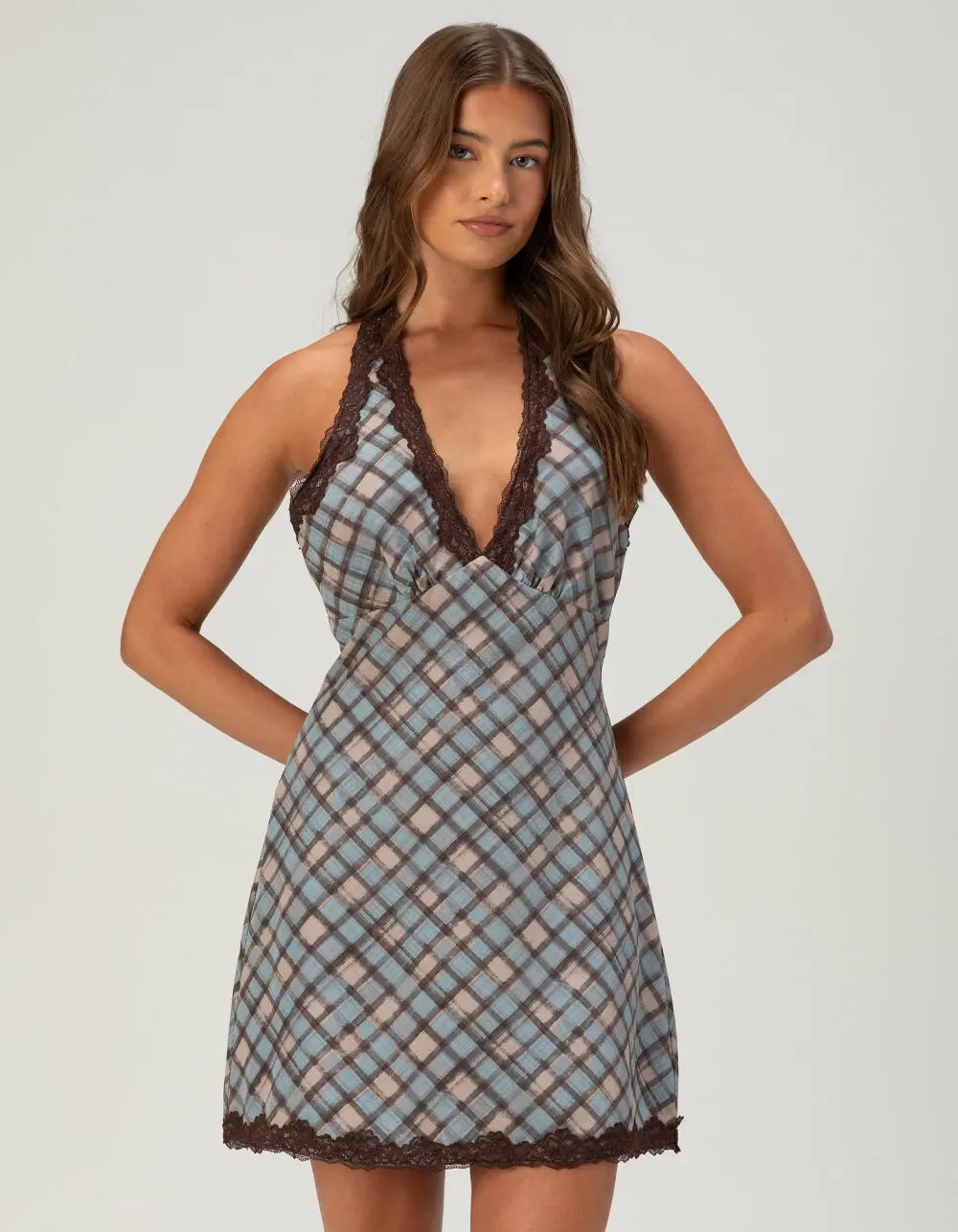 RSQ Womens Plaid Halter Dress