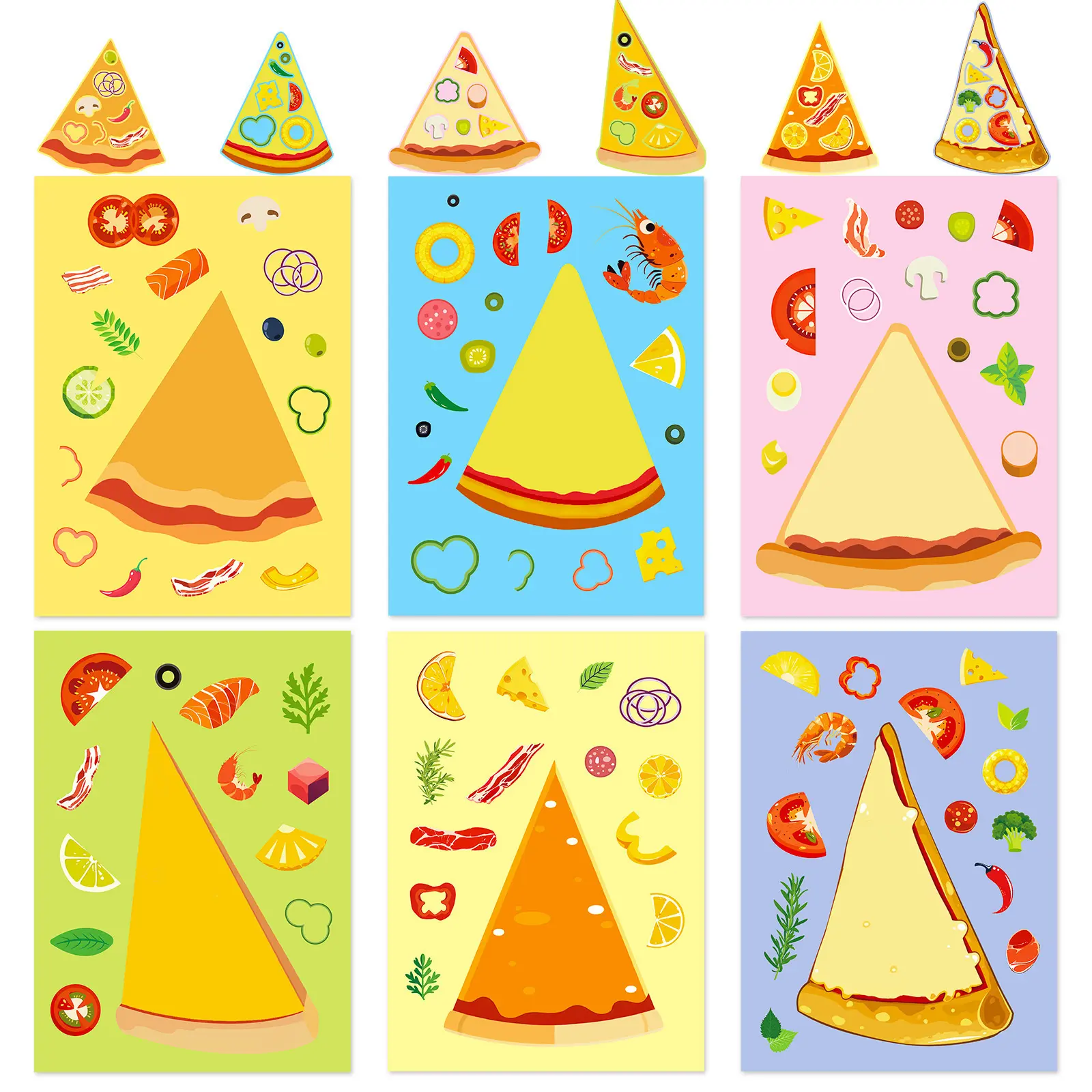 6-Piece Playful Decal Sticker Pack, Office Stationery Cake Ice Cream Pizza Cupcake Themed Decorative Stickers