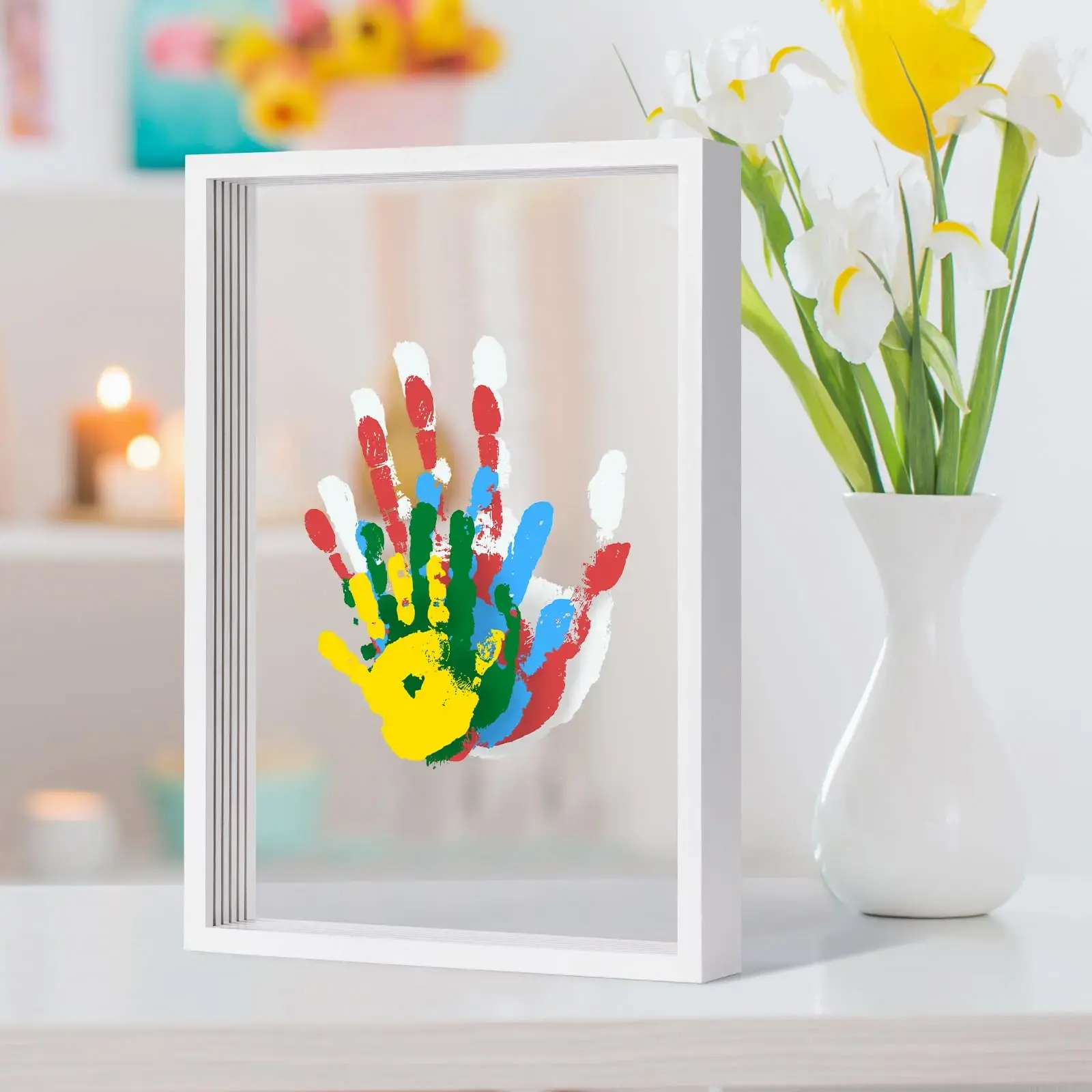 Picture Frame Fence, Family Handprint Kit, Craft Keepsake Frame, Baby Hand Print Kits, Family Gifts for New Mom, New Parents,, Father's Day, Mother's Day, Anniversary, Mother's Day gifts