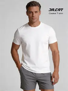 DR.CAT Men's Crew Neck White T-Shirt, 90S Liquid Ammonia Cotton Short Sleeve, Ultra Soft Breathable Solid Plain Casual Everyday Tee Shirts for Men