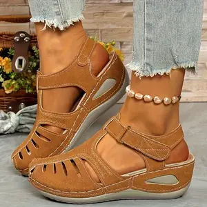 A28-Closed Toe Sandals for Women 2026 Dressy Summer Comfortable Platform Wedges Ankle Strap Gladiator Sandals Breathable Hollow Out Sandal Casual Anti-Slip Sandal Outdoor Walking Shoes