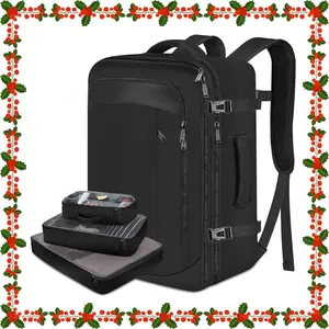 Ultimate 40L Black Carry-On Travel Backpack | Expandable Airline Approved Flight Bag with 3 Packing Cubes | Perfect Underseat Weekender Rucksack for Men & Women | Large Overnight Luggage Alternative | Best Gift for Frequent Travelers