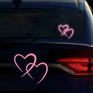 Heart Pattern Car Sticker, Car Decals, Waterproof Car Rear Window Body Reflective Sticker, Night Driving Safety Warning Reflective Sign, Car Accessories, Vehicle Exterior Decoration