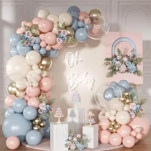 Gender Reveal Balloon Garland Arch Kit 126Pcs Pink Blue Sand White Gold Balloons for Boy or Girl Gender Reveal Decorations Baby Shower Boho Bachelorette Wedding Birthday Party Supplies