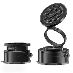 Upgraded Magnetic Phone Holder with Suction Cup Foldable Rotatable Stand 360 Degree Adjustment for Car Glass Desk Gym Dual Attachment Wood-Free