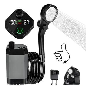 8L Portable Camping Rechargeable Shower Pump Kit, USB Rechargeable, 2 Modes,Hung Or Held,  Multifunctional Bracket, Storage Bag for Hiking, Beach, Outdoor