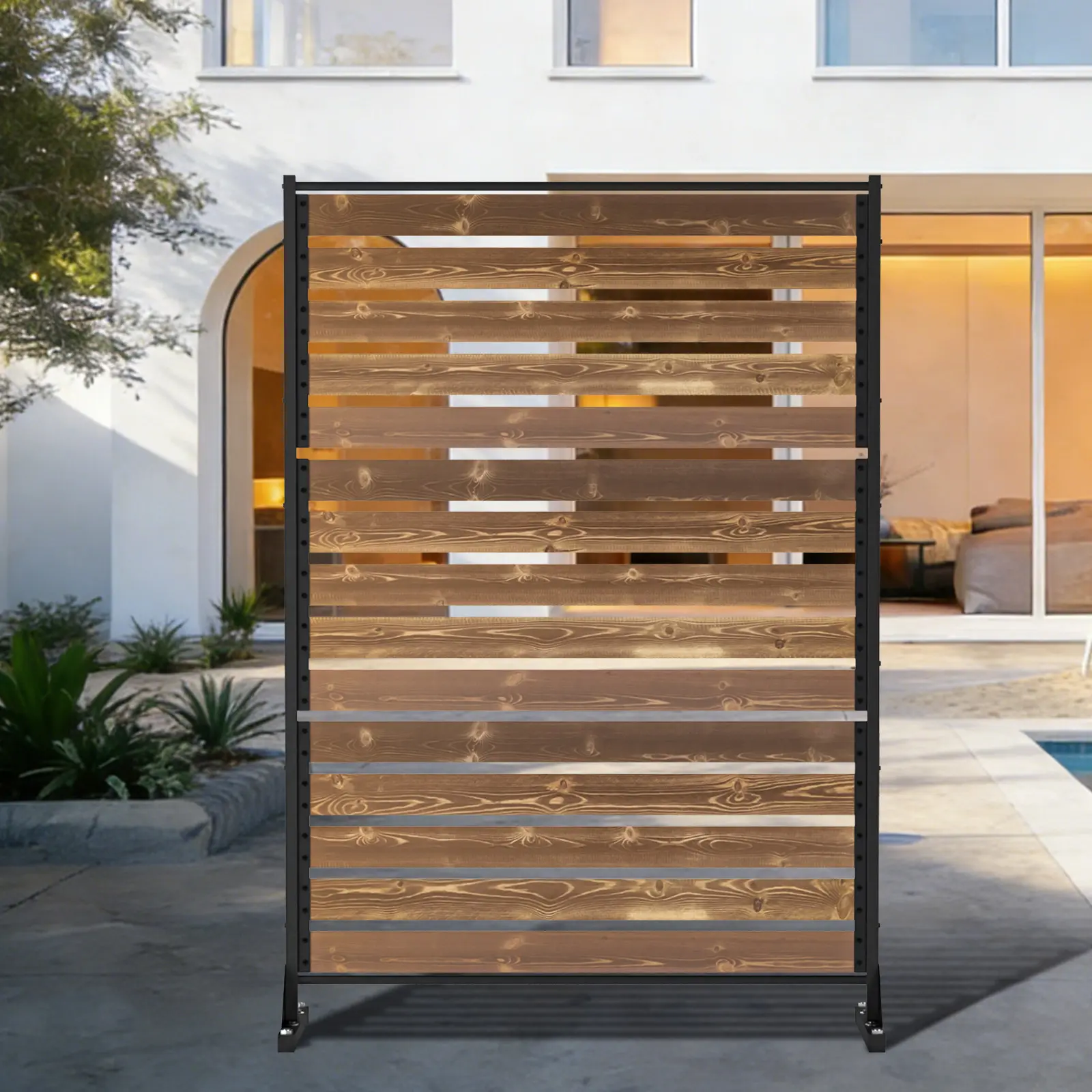 6FT Heavy Duty Wooden Privacy Screen, Upgrade Outdoor Specialty Anti-Corrosion Wood,Thickened and Widened Panel Outdoor Privacy Screen for Balcony,Patio,Courtyard