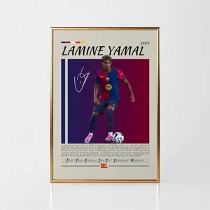Lamine Yamal Soccer Poster, Barcelona Winger Wall Art (Frame Not Included)