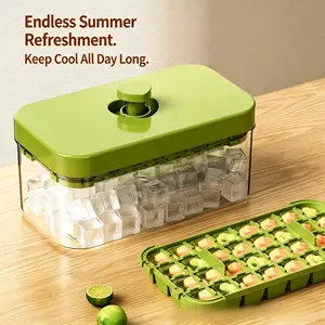Square Ice Cube Tray Set with Lid - Integrated Ice Making and Storage Design for Household Daily Beverage Use