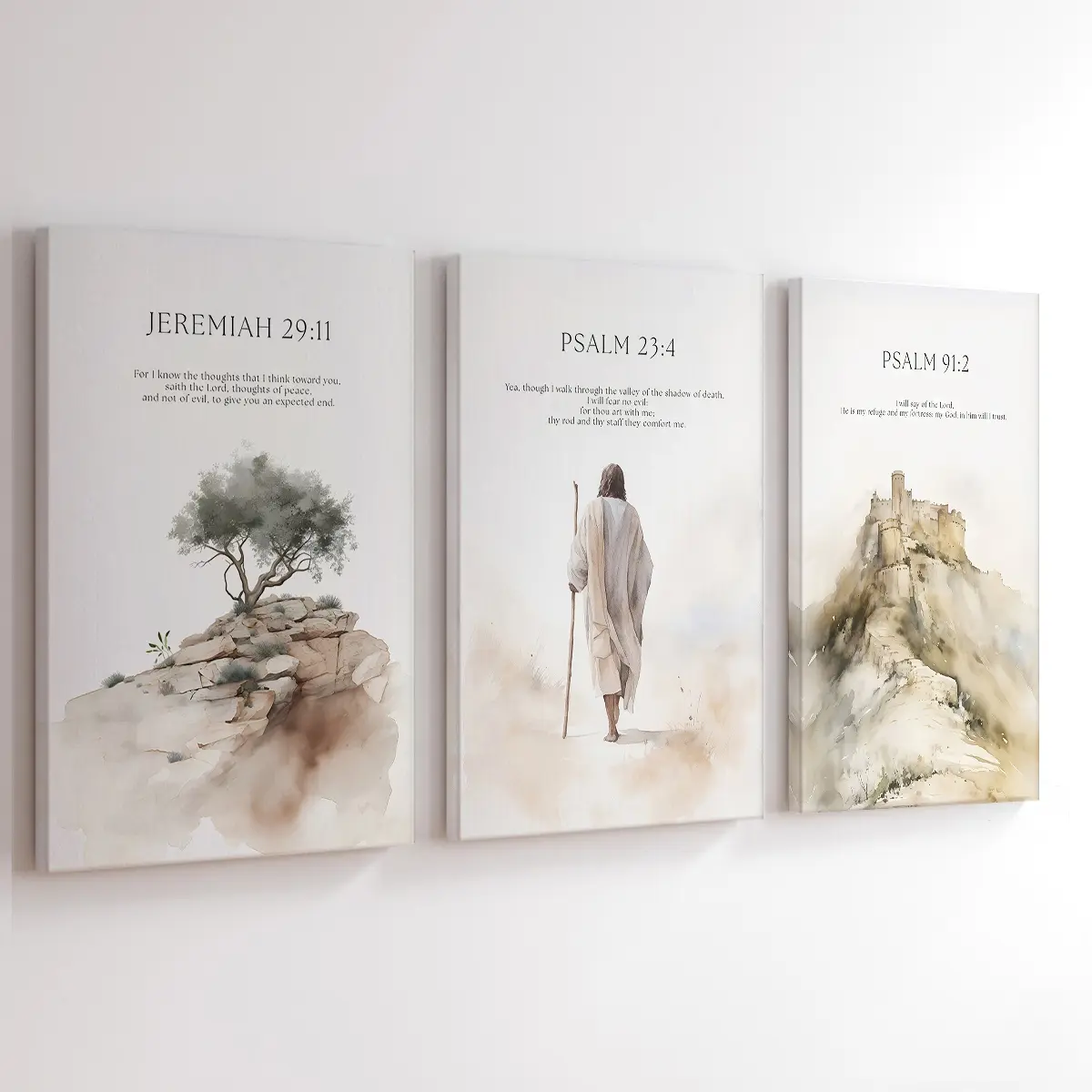 3Pcs Wooden Framed Jesus Wall Art, Artistic, Unique Artwork, Christian Bible Verse Canvas Posters, Ready To Hang, Waterproof Canvas Wall Art, Religious Artwork Wall Painting For Gift, Home, Dorm & Room Decor, Inspirational Wall Art
