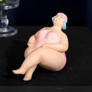 Curvy Plump Lady Statue, Resin Collectible Figurine Home Decor for Indoor & Outdoor, Perfect Gift for Mother's Day and Birthdays, Unique Quirky Design