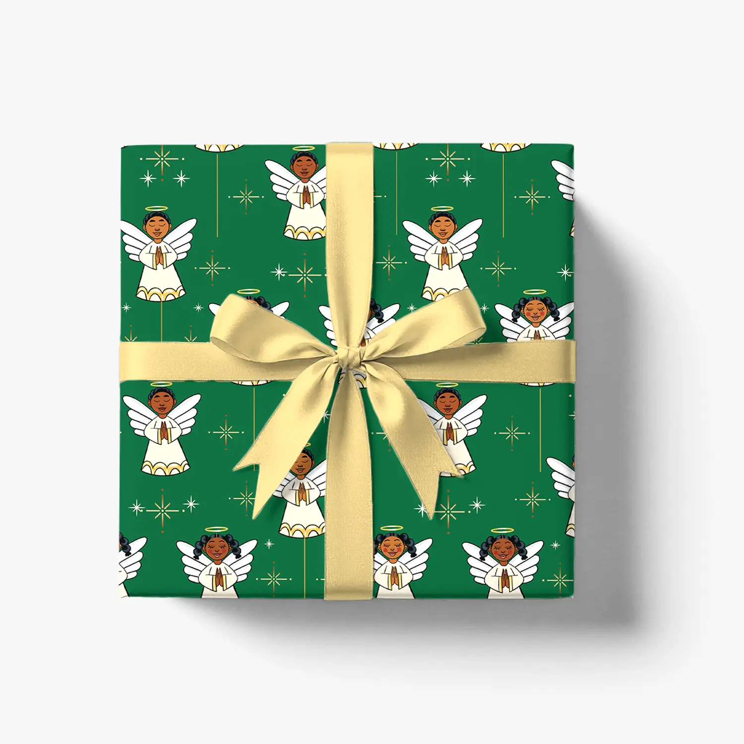 Black Christmas Angel Wrapping Paper | Christmas Angels | Premium 30" × 20' Gift Wrap Roll