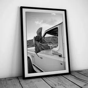 [UNFRAMED POSTER] Cowgirl Boots Print, Black and White, Cowboy Like Me Poster, Fashion Photography, Western Wall Art, Hypebeast Room Decor