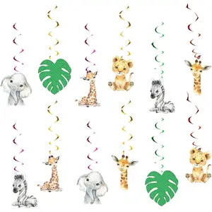 12 count    Swirls Ceiling Streamers Decorations, for Jungle Safari  Birthday Party Decorations  Shower  Supplies
