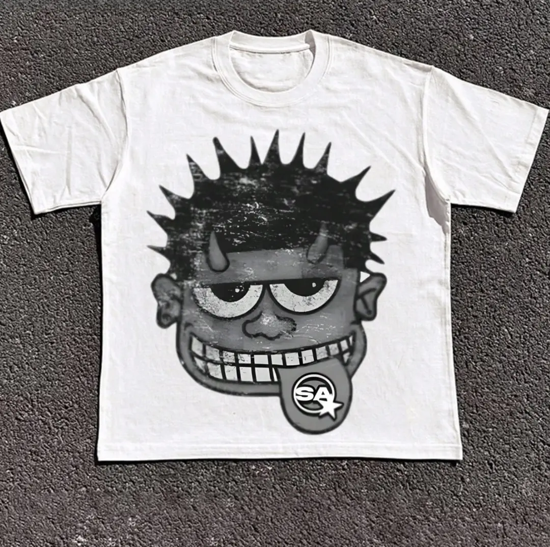 Spiky Devil Tongue T-Shirt, Mixed Emotion Shirt, Gifts Shirt, Unisex Vintage Graphic Tees Gothic Grunge Y2k Emo Scene Amity Affliction Style Clothes Men Women Streetwear