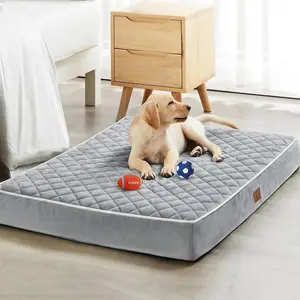 Orthopedic Waterproof Extra Large Dogs Bed with Removable Washable Cover, Multi-Needle Quilting XL Crate Bed for Large Sized Dog, Light Grey