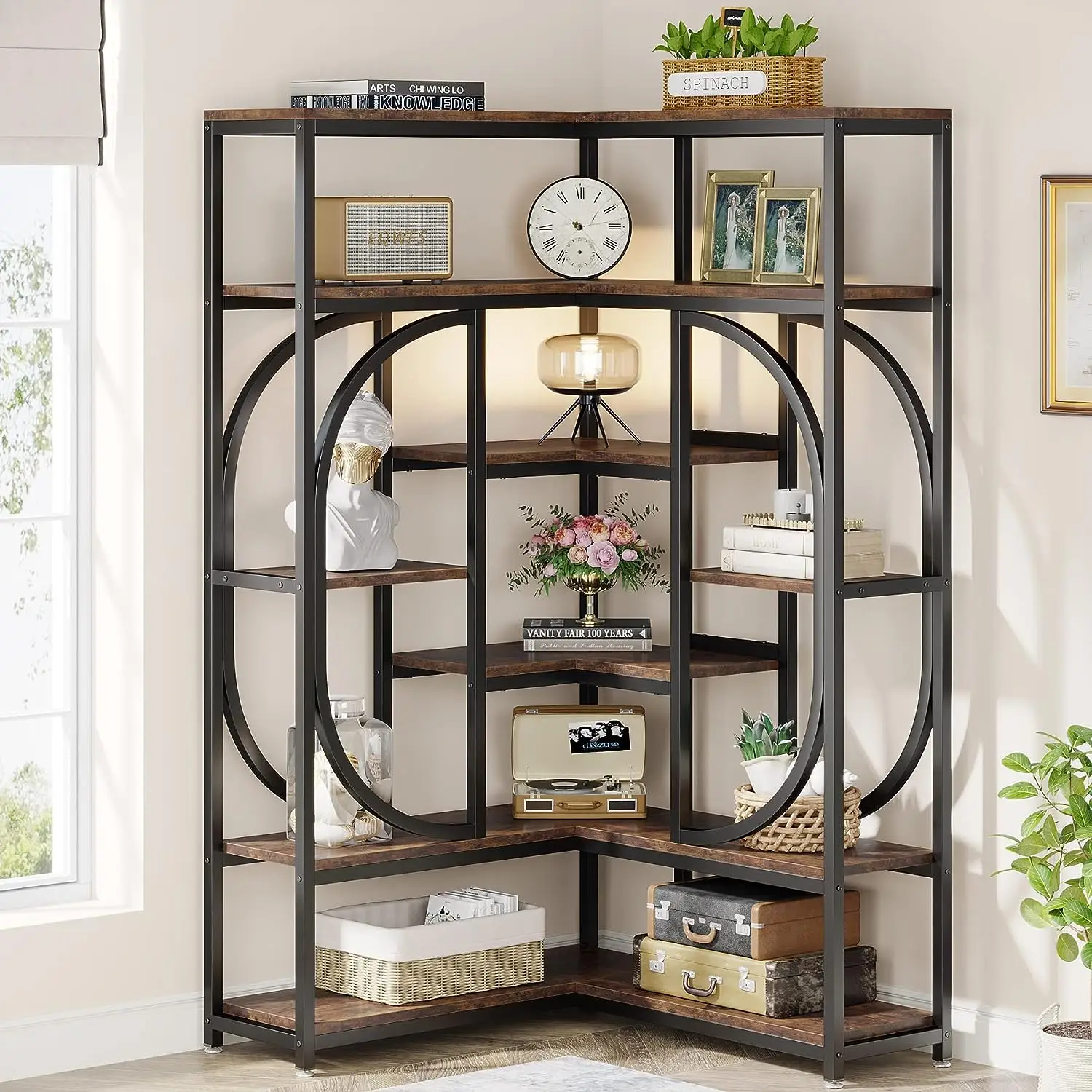 【BTS ONLY】Tribesigns L-Shaped Corner Bookcase with 7-tiers Storage shelves