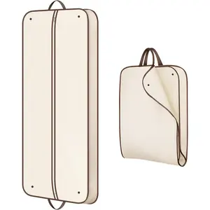 MISSLO 60" Foldable Garment Bags for Travel for Women Dress Bags for Gowns Long Hanging Bag for Closet Storage Dress Protector Bag for Gowns, Suits, Coats, Beige