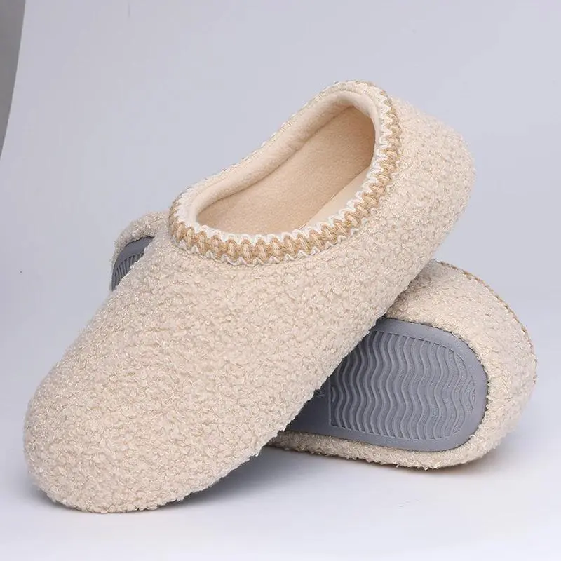 Teddy Fleece Slippers for Women, Cozy Flat Slide House Shoes with Memory Foam and Soft Rubber Sole for Indoor Winter Wear, House Slippers, Indoor Wear