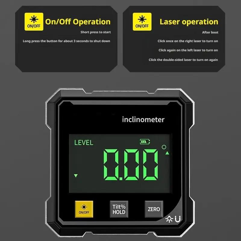 Magnetic Digital Angle Finder with Dual Laser Guide & 360° Magnetic Attachment Rechargeable Angle Meter for Woodworking Construction and Machinery Magnetic Digital Angle Finder with Dual Laser Guide & 360° Magnetic Attachment Rechargeable Angle Meter for Woodworking Construction and Machinery