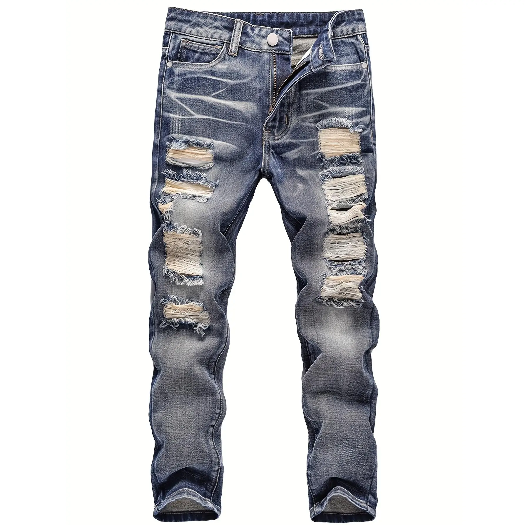 Boys' Slim-Fit Ripped Jeans, Casual Wear with Elastane, Sizes for 5-6y, 7-8y, 11-12y Kids' Bottoms