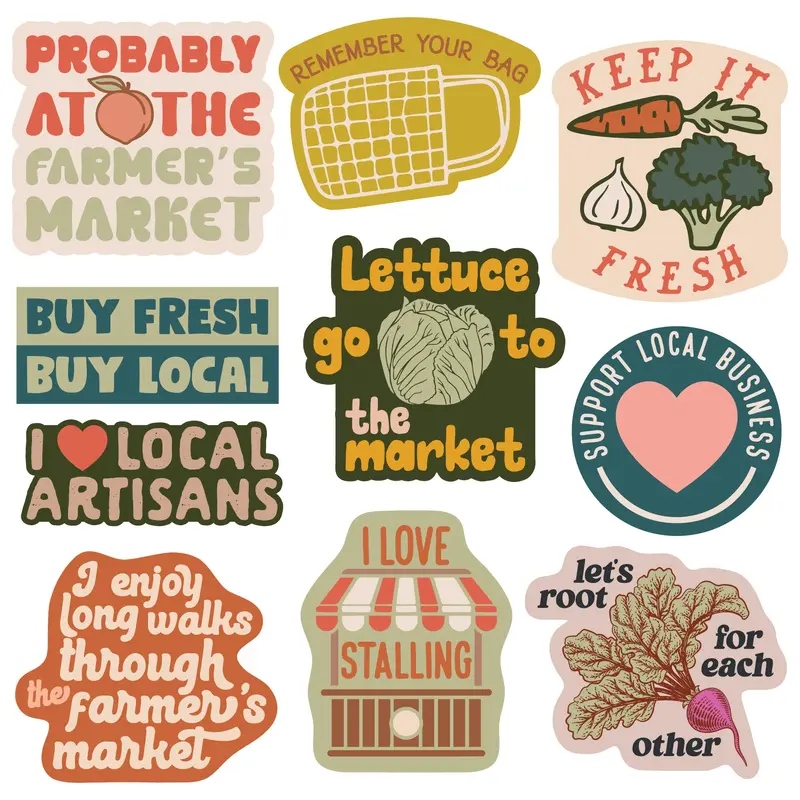 Farmers Market Sticker Extra Large Stickers for Adults Funny Adhesives with Memes Funny Stickers with Colorful Graphic Decals Funny Food  Multi