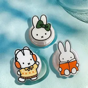 Cute Bunny Cartoon Phone Grip Set Kawaii Rabbit Acrylic Phone Stand Holder Adorable Minimalist Design For iPhone Android Desk Aesthetic Gift For Girls