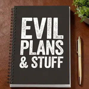 Funny Office Humor Spiral Notebook - Sarcastic Work Diary with Evil Plans Satirical Quotes Gag Gift for Coworkers Employees Teams Bosses Adults