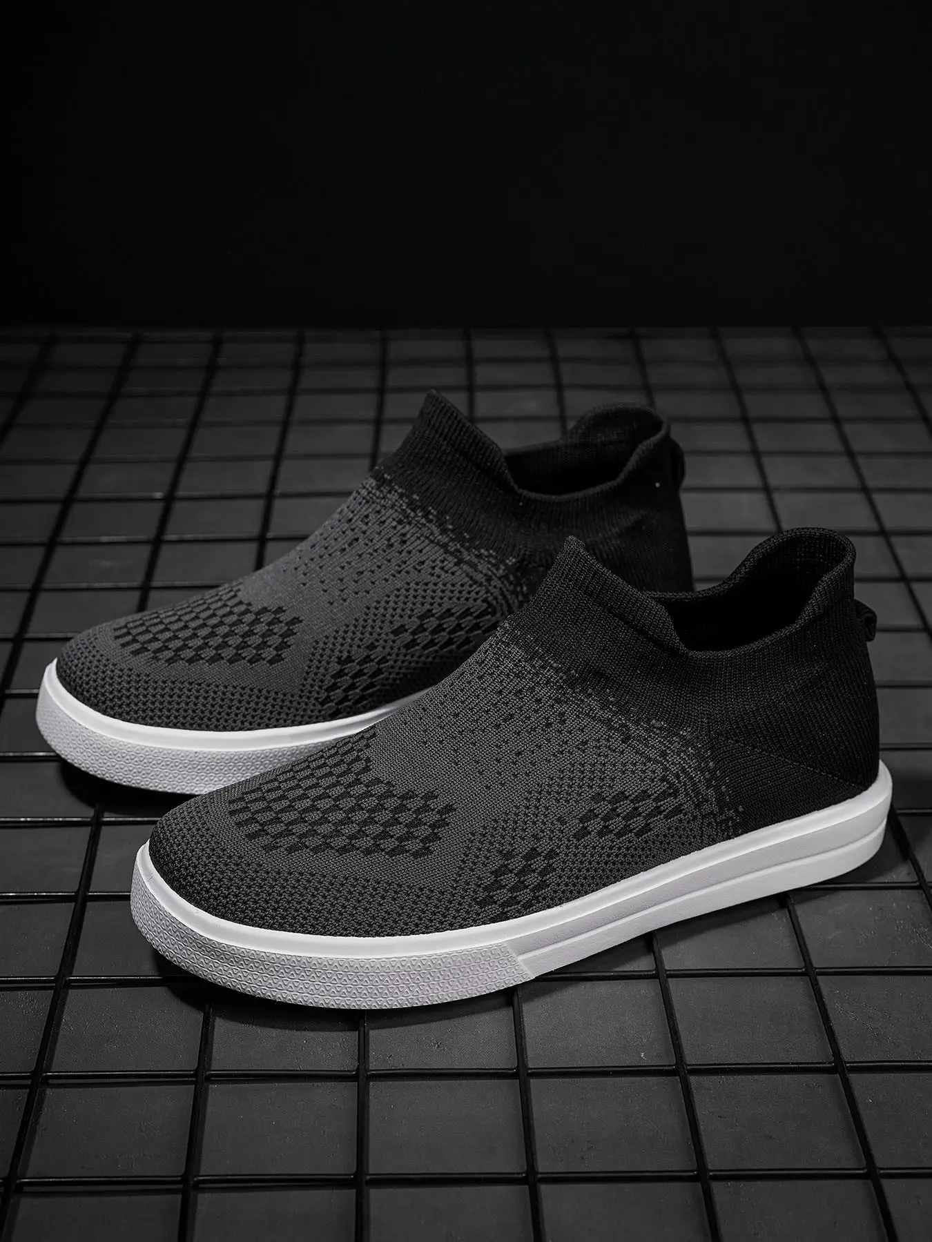Men's All-Day Knit Shoes, Comfortable Slip-On Sports Shoes, Daily Walking Casual Training Shoes, Fashion Footwear