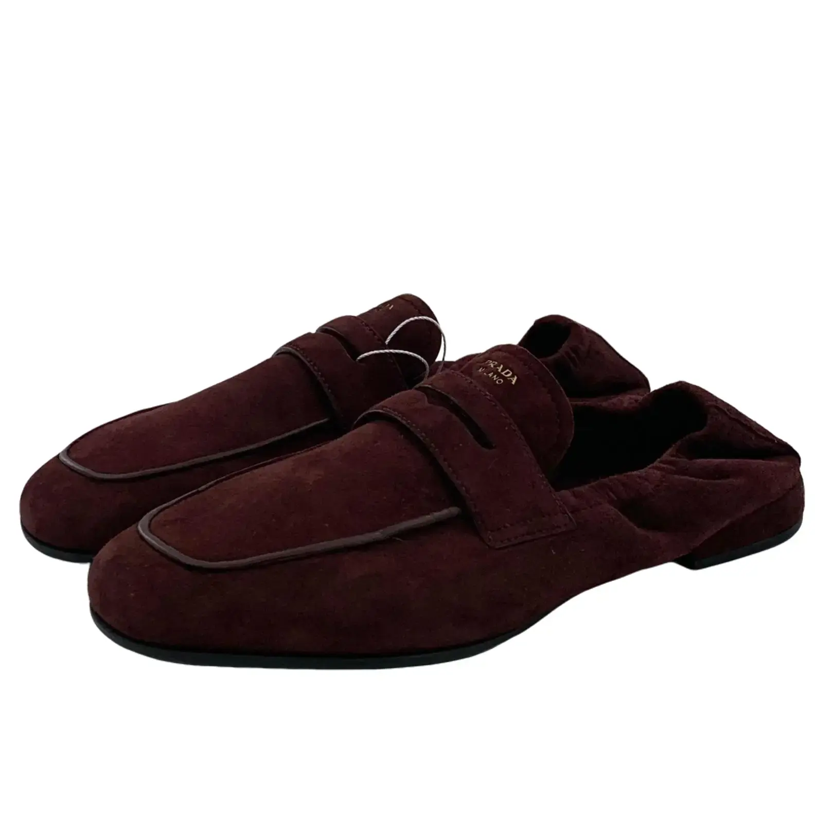 RDLT-Prada size 39 deep red suede casual flat loafer shoes-H38130