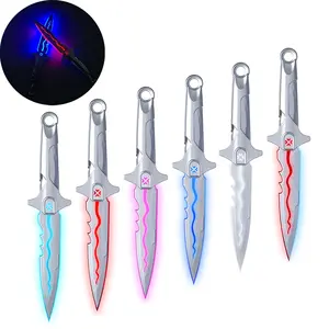 LED Lighted Silver Color Close-Range Knife, Rechargeable Acrylic Sword Model, Halloween & Christmas Cosplay Prop, Game Accessories Gift, Portable Rechargeable Lightsaber
