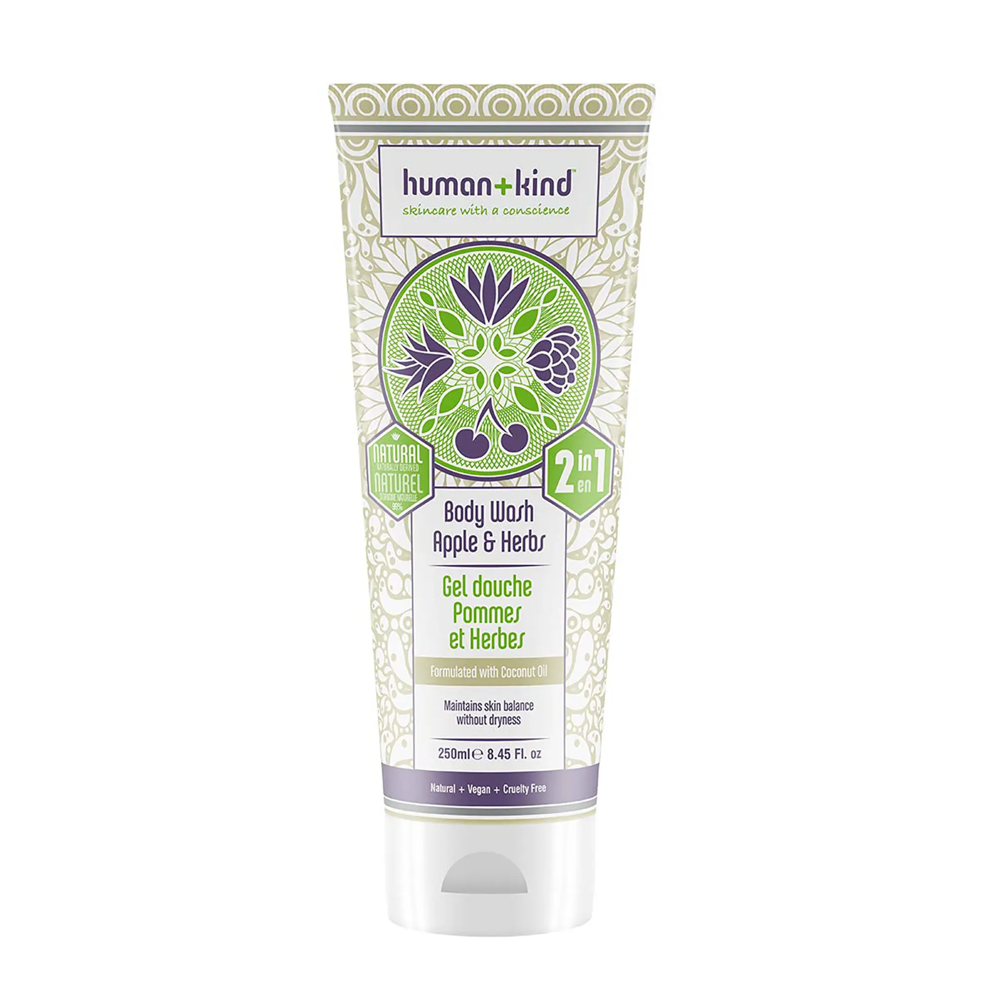 Human+Kind Body Wash, Natural Body Soap with Coconut Oil - 8.45 oz