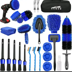 26Pcs Car Detailing Brush Set Car Detailing Kit Car Detailing Brushes, Car Cleaning Kit, Car Windshield Cleaning Tool, Professional Car Care kit ⁃ Car Wash Brush kit for Interior Exterior Wheels