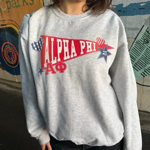 All Team Sorority Pennant Crewneck Sweatshirt, Greek Life Pullover, College Sorority Gift, University Spirit Sweater for Women, NPC college Hoodie