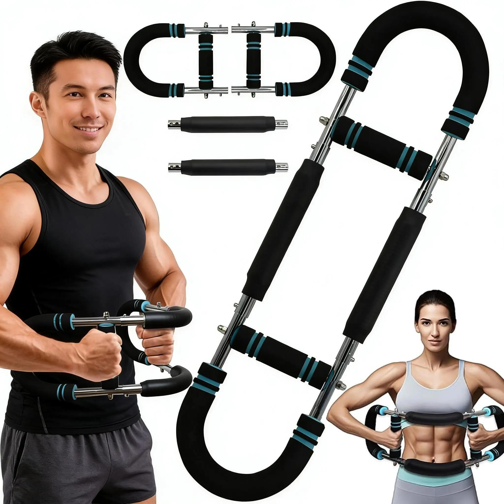 Black Twister Arm Trainer - 2 Strong Springs, Detachable Unisex Upper Body Equipment for Chest Exercise, Arm Training, All Fitness Levels (Car Interior Decoration Accessory)