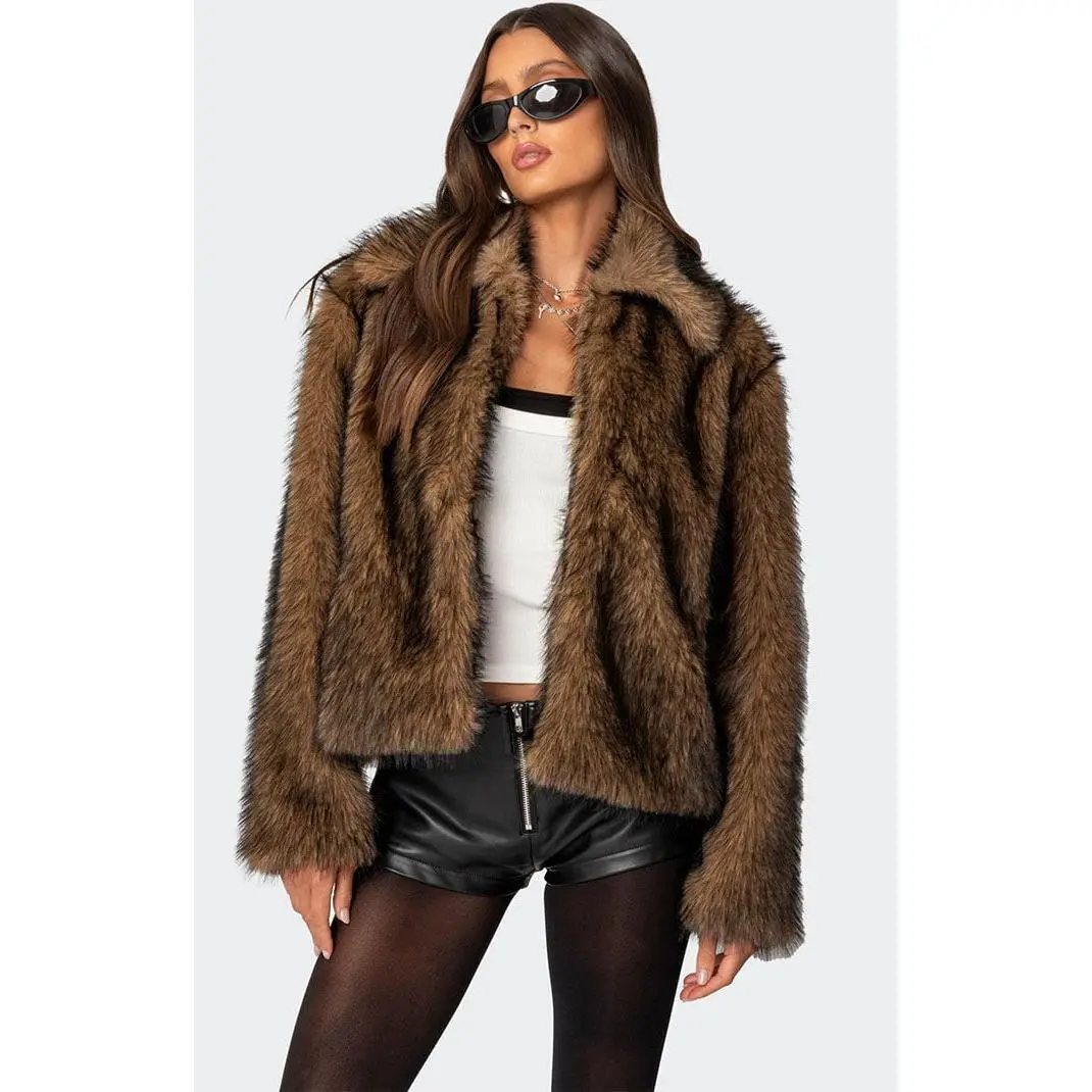Edikted Women's Mob Wife Faux Fur Jacket